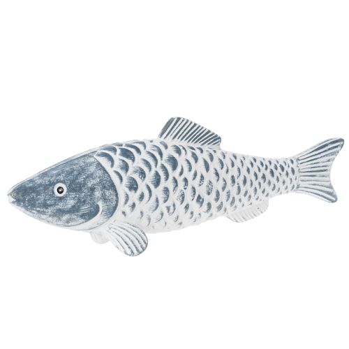 Drevená rybka v modrej a bielej farbe, dekorácia rybky, drevená múčka, 35 cm, 1 kus kúpiť | Floristik24.sk