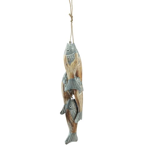 Floristik24 Drevený vešiak na ryby strieborno sivý s 5 rybami drevo 15cm