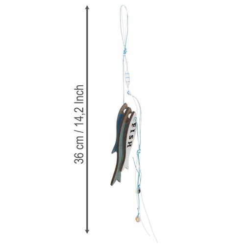 Drevené závesné dekorácie v tvare rybičky, modré, 36 cm, 4 kusy | Floristik24.sk