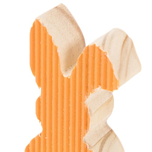 položky Drevené veľkonočné ozdoby v tvare zajačika, žlté a oranžové, 4x8 cm, 6 kusov