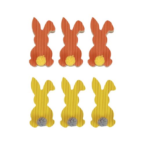 položky Drevené zajačiky dekoračné zajačiky Veľkonočná dekorácia žltá oranžová 4×8cm 6ks