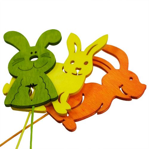 položky Drevené králiky s drôtom rôznych farieb L31cm - 31,5cm 18 kusov