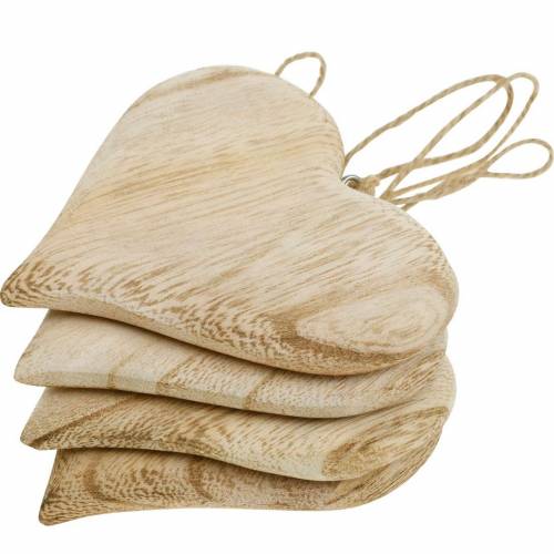 Floristik24 Dekoračné srdiečko Valentínske drevené srdiečko na zavesenie prírodná drevená dekorácia 4 kusy