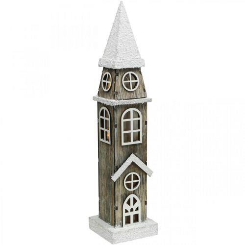 Svetlá domčeková veža z dreva Steeple Christmas Church V45cm
