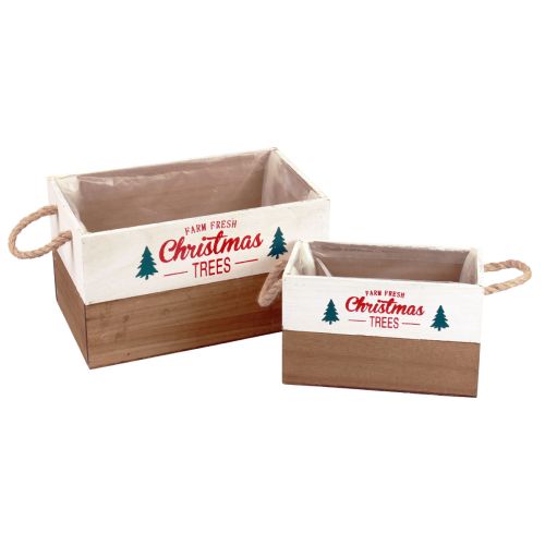 Floristik24 Drevený truhlík na rastliny obdĺžnikový drevený box L25/35cm sada 2 ks