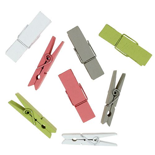 Floristik24 Drevené spony farebné 7,2cm 48 ks