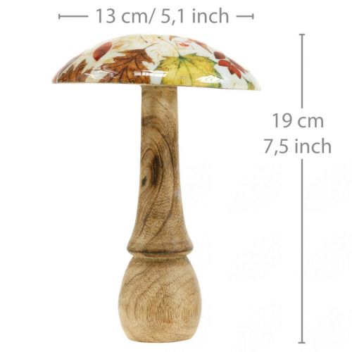 Drevená hubová dekorácia jesenné lístie biela, farebná jesenná dekorácia Ø13cm V19cm | Floristik24.sk