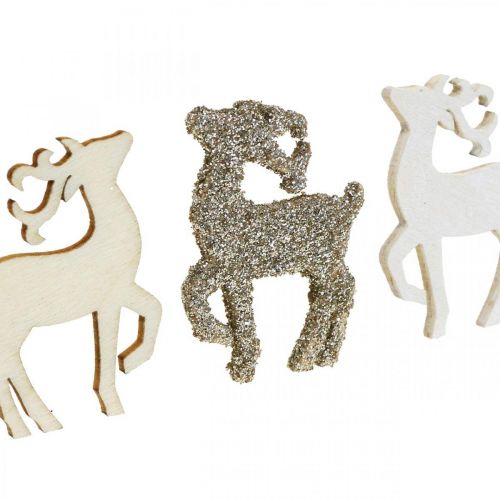 Floristik24 Bodová dekorácia Vianočná dekorácia jeleň drevená 4cm 72 ks