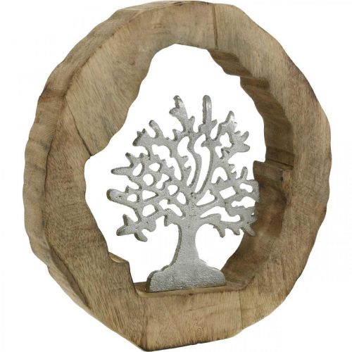 Floristik24 Deco socha stromček v drevenej kruhovej dekorácii na stôl na umiestnenie 22×21×4cm