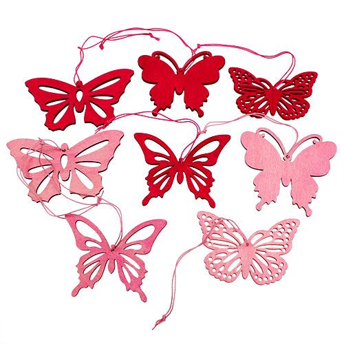 položky Drevené motýliky na zavesenie ružové 8cm - 10cm 24ks