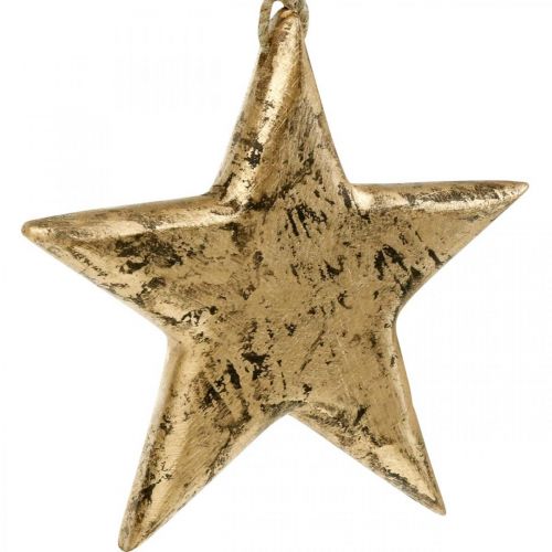 položky Hviezda na zavesenie, drevená dekorácia so zlatým efektom, adventná 14cm × 14cm