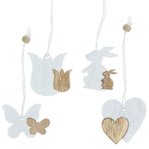 Floristik24 Deco vešiak pružinový biely/natur 12ks