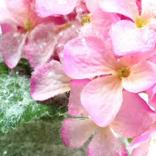 položky Hortenzia ružová so snehovým efektom 25cm