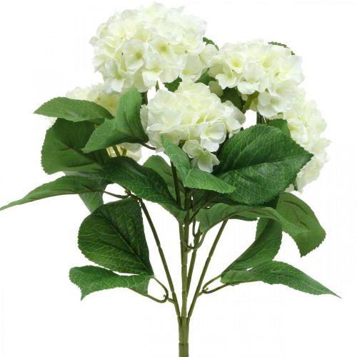 Floristik24 Hortenzia umelé biele hodvábne kvety kytica letná dekorácia 42cm