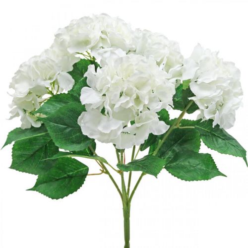 položky Deko kytica hortenzie biele umelé kvety 5 kvetov 48cm