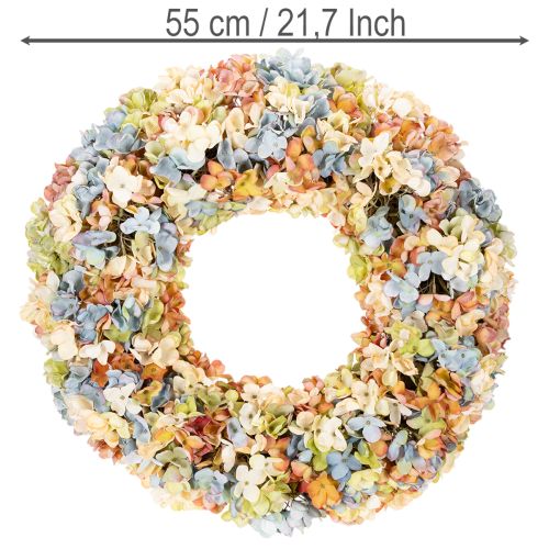 Veniec z umelých hortenzií, farebný, na dvere a stenu, 55 cm | Floristik24.sk