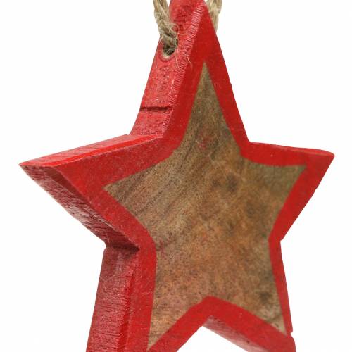 položky Vianočná dekorácia drevená hviezda prírodná/červená 8cm 15b
