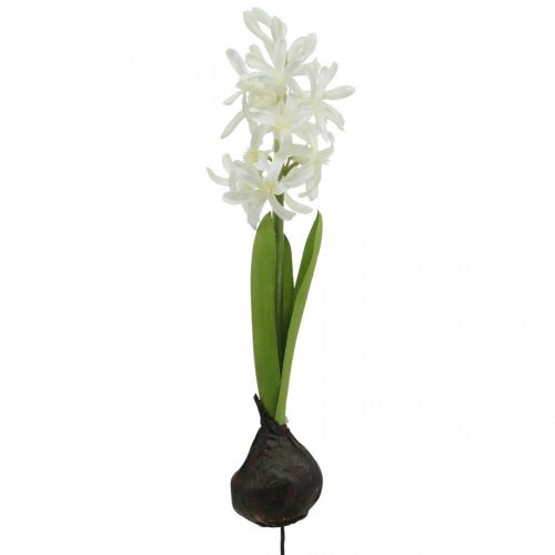 Floristik24 Umelý hyacint s cibuľou umelý kvet biely na nalepenie 29cm