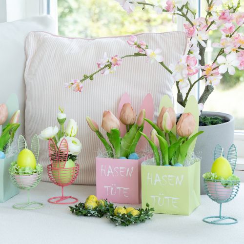 položky Drôtený králik ako otvorený dekoratívny predmet pre moderné jarné a veľkonočné nápady, 16 cm, 3 kusy