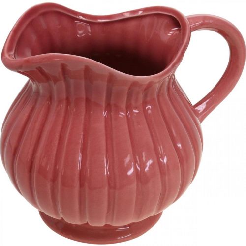 položky Dekoračná váza, džbán s uškom keramická biela, ružová, červená V14,5cm 3ks