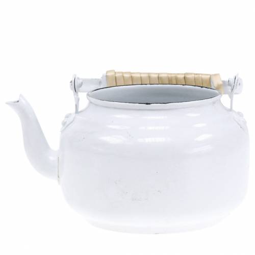 položky Dekoratívna kanvica na čaj, kvetináč, kov, biela, shabby chic, Ø8,6 cm, V16 cm, vintage dekoratívny kvetináč