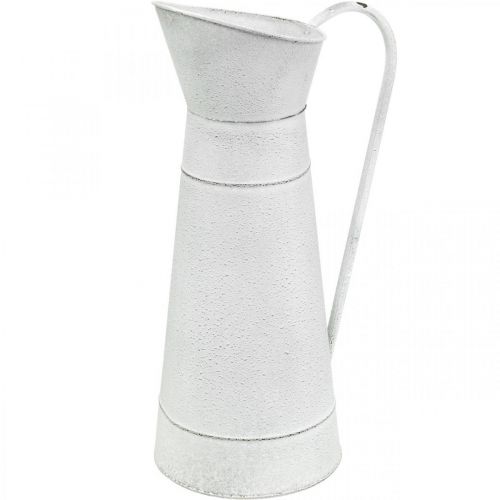 Floristik24 Ozdobný džbán kovový kovový džbán rustikálny biely Ø16,5cm V 41cm