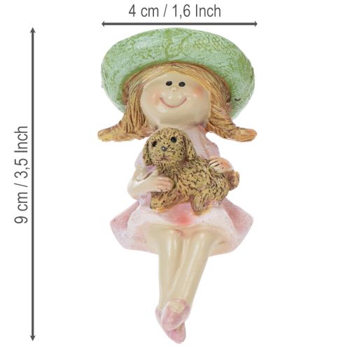 Polica na poličku Usmievavé dievča so psom Ø4,5 cm V9,5 cm | Floristik24.sk