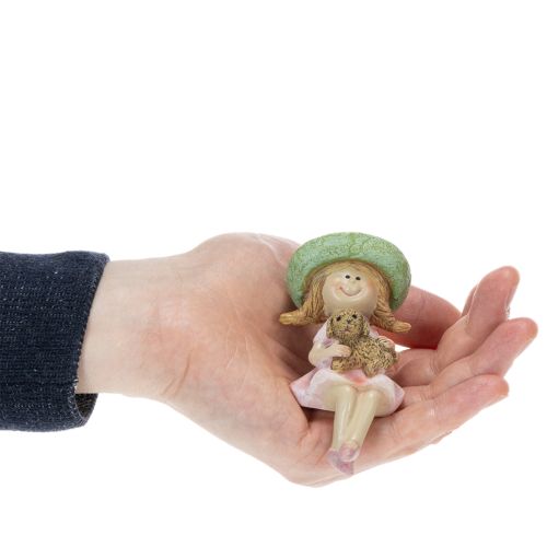 Polica na poličku Usmievavé dievča so psom Ø4,5 cm V9,5 cm | Floristik24.sk