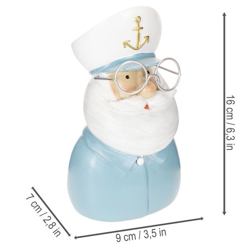 Figúrka kapitána, námorná dekorácia s okuliarmi a klobúkom, 16 cm | Floristik24.sk