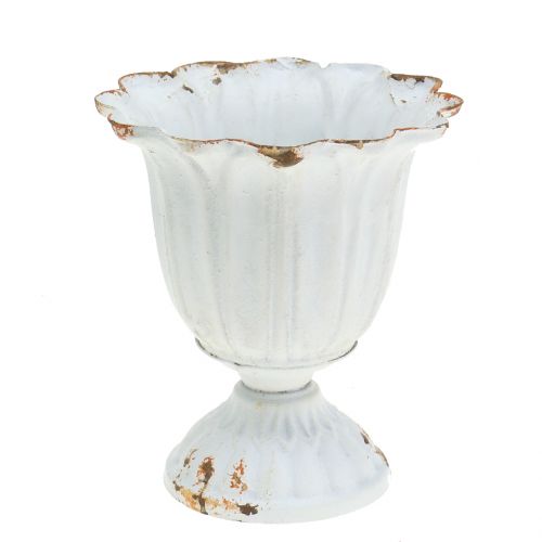 Floristik24 Rustikálny starožitný pohár biely Ø9,3cm V10,4cm