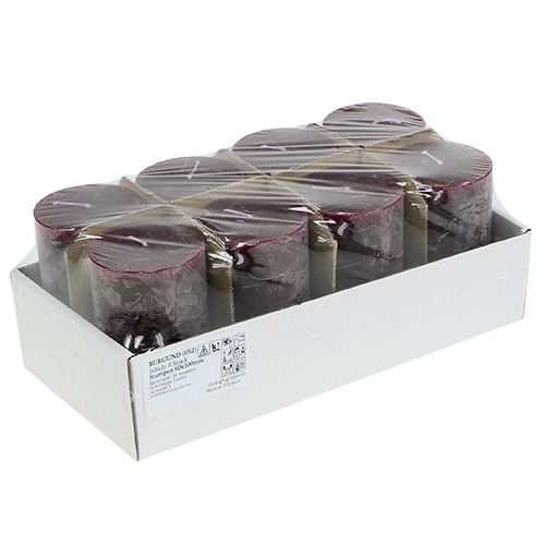 Floristik24 Sviečka 60mm x 100mm Bordová 8 ks