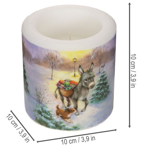 Sviečka na stĺpik zimná krajina s motívom osla a psa 10 cm | Floristik24.sk