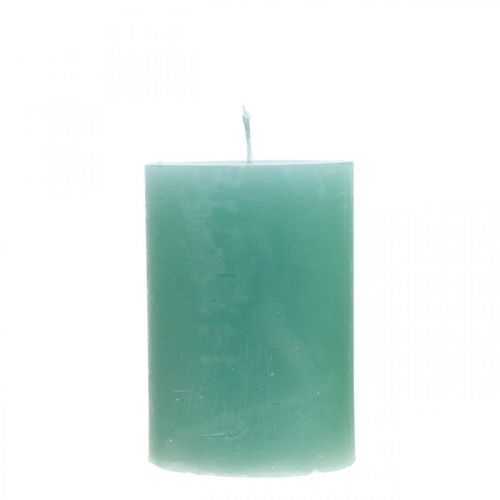 Stĺpové sviečky farebné zelené 70×100mm 4ks