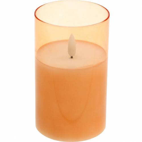 Floristik24 LED sviečka v skle pravý vosk oranžová Ø7,5cm V12,5cm