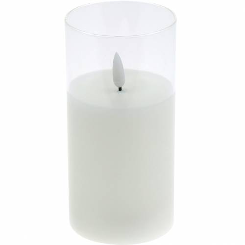 Floristik24 LED sviečka v skle pravý vosk biela Ø7,5cm V10cm