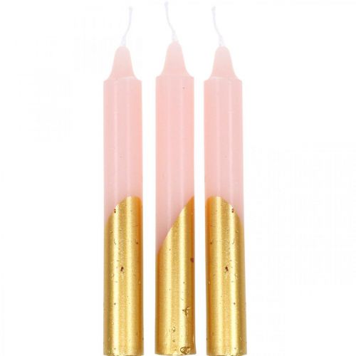Floristik24 Sviečky stromček pyramídové sviečky ružové, zlaté sviečky H105mm 10ks