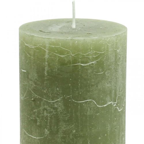položky Jednofarebné sviečky olivovozelené stĺpové sviečky 70×100mm 4ks