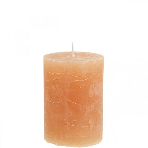 Jednofarebné sviečky Oranžové Peach stĺpové sviečky 70×100mm 4ks
