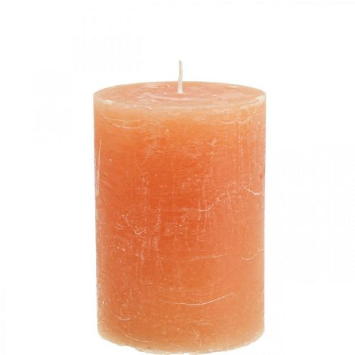 Jednofarebné sviečky Oranžové Peach stĺpové sviečky 85×120mm 2ks