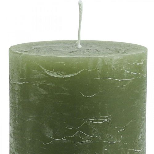 položky Jednofarebné sviečky olivovozelené stĺpové sviečky 85×150mm 2ks