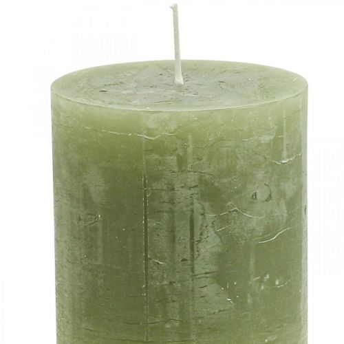 položky Jednofarebné sviečky olivovozelené stĺpové sviečky 70×80mm 4ks