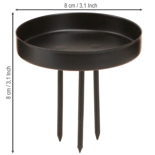 Floristik24 Svietnik na adventný veniec kovový matný čierny Ø8cm 4 ks