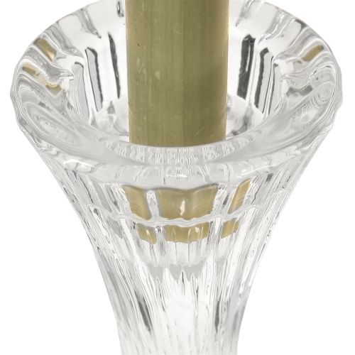 položky Svietnik zo skla, priehľadný, tyčinkový, drážkovaný, V20cm, 2 ks