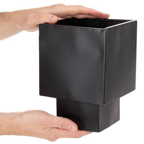 Čierny kockový kvetináč s podstavcom, moderný, 22 cm | Floristik24.sk