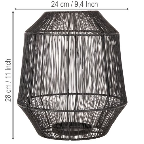 Čierny svietnik, dekoratívny lampáš, drôtený košík, Ø24cm, V28cm | Floristik24.sk