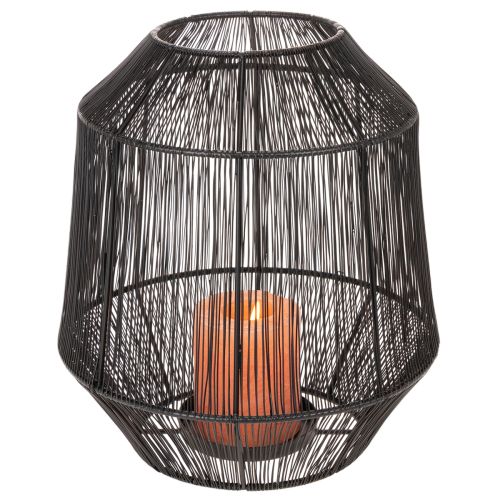 Čierny svietnik, dekoratívny lampáš, drôtený košík, Ø24cm, V28cm | Floristik24.sk