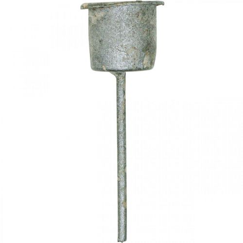 Floristik24 Zásuvný svietnik Shabby Chic sivý Ø3cm V8,5cm 8 ks