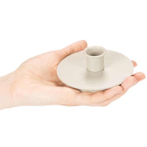 Okrúhle krémové svietniky na kužeľovité sviečky, dekorácia na stôl, 10 cm, 2 kusy | Floristik24.sk