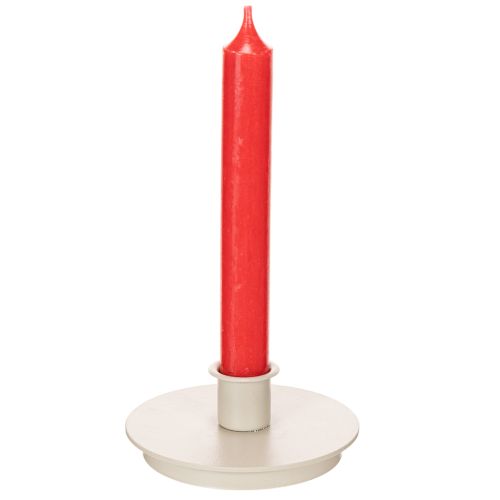 Okrúhle krémové svietniky na kužeľovité sviečky, dekorácia na stôl, 10 cm, 2 kusy | Floristik24.sk