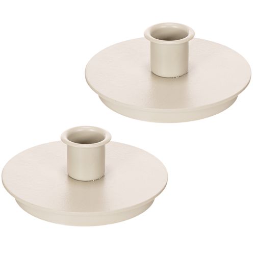 Okrúhle krémové svietniky na kužeľovité sviečky, dekorácia na stôl, 10 cm, 2 kusy | Floristik24.sk